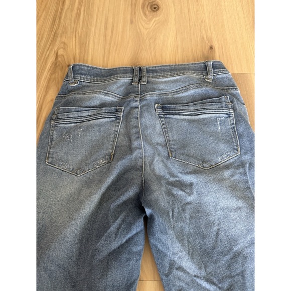 Democracy Jeans Womens 6 Blue Ab Technology Stretch Denim Straight Leg Raw Hem - Picture 9 of 9